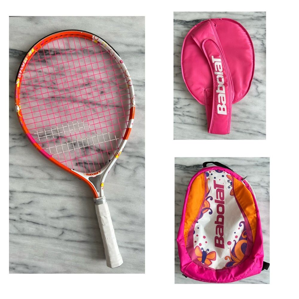 Babolat B'Fly Girls Junior Tennis Racquet 21 Pink Backpack Carrying Case 3pc Set